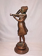 Vintage English Ethnic Bronze Lady Playing Violin Music Instrument Collectible picture
