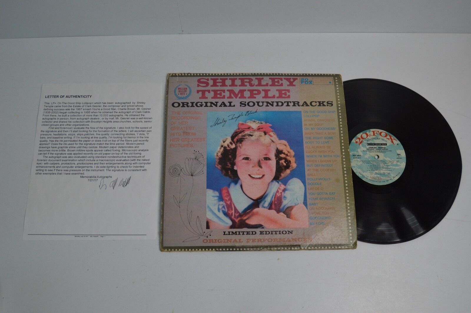 Vintage Shirley Temple LP Autographed Original Soundtracks Limited Edition LOA