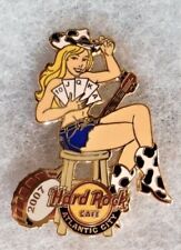 HARD ROCK CAFE ATLANTIC CITY SEXY BLONDE POKER GIRL WITH CARDS BANJO PIN # 36677 picture