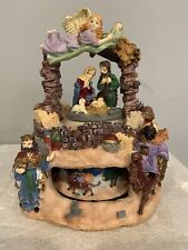 Vintage Nativity Screen Music Box Rotating Plays “Silent Night “ RARE See Photos picture