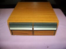 Vintage Faux Wooden 2 Drawer Cassette Tape Holder Storage Cabinet Case Holds 28 picture