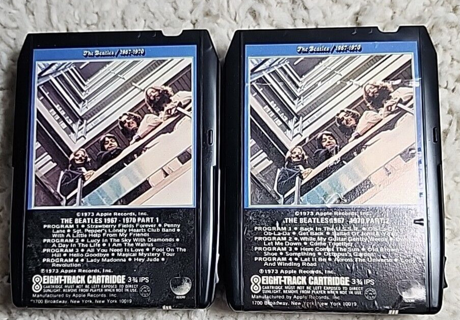 THE BEATLES 1967-1970 Part 1 & 2 8 Track Tapes - Apple Records 8XK3407 8XK3408