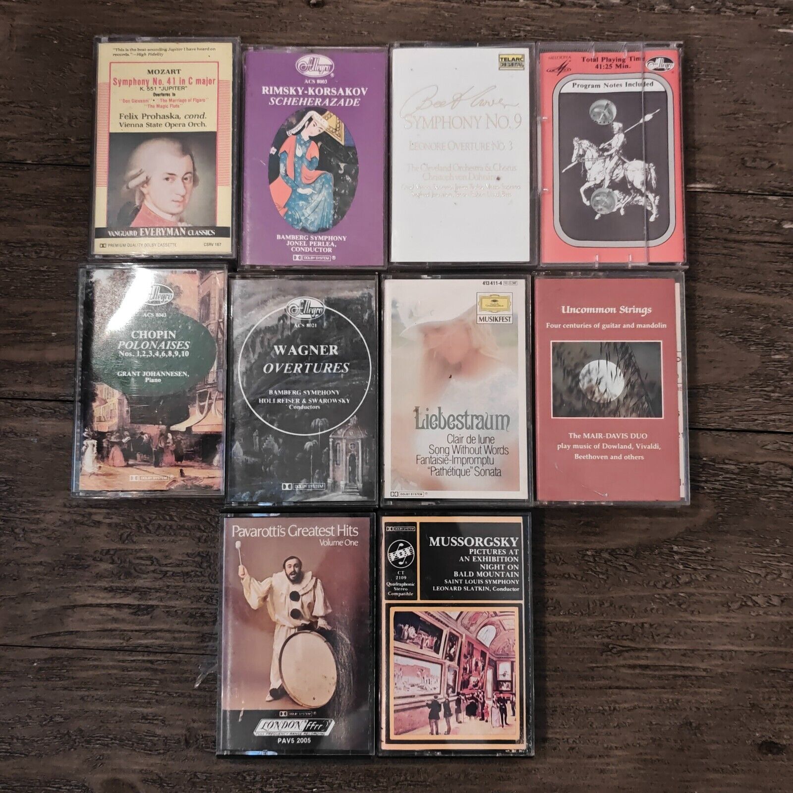 Lot of 10 Classical Music Cassette Tape Mozart Chopin Pavarotti Wagner Symphony