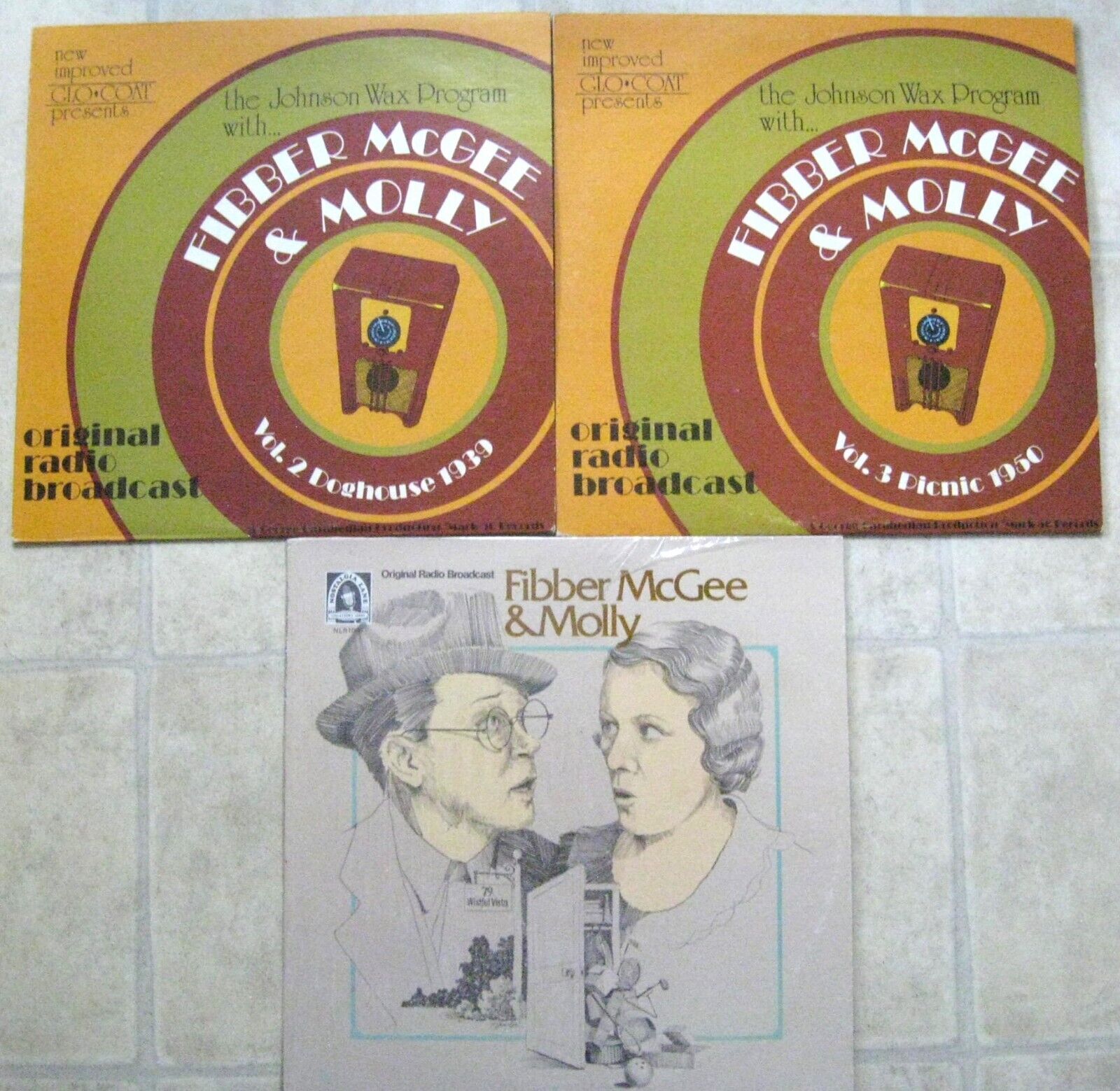 Fibber McGee Molly LP Vol 2 & 3 Doghouse \'39 Picnic \'50 & Nostalgia Lane 2 shows