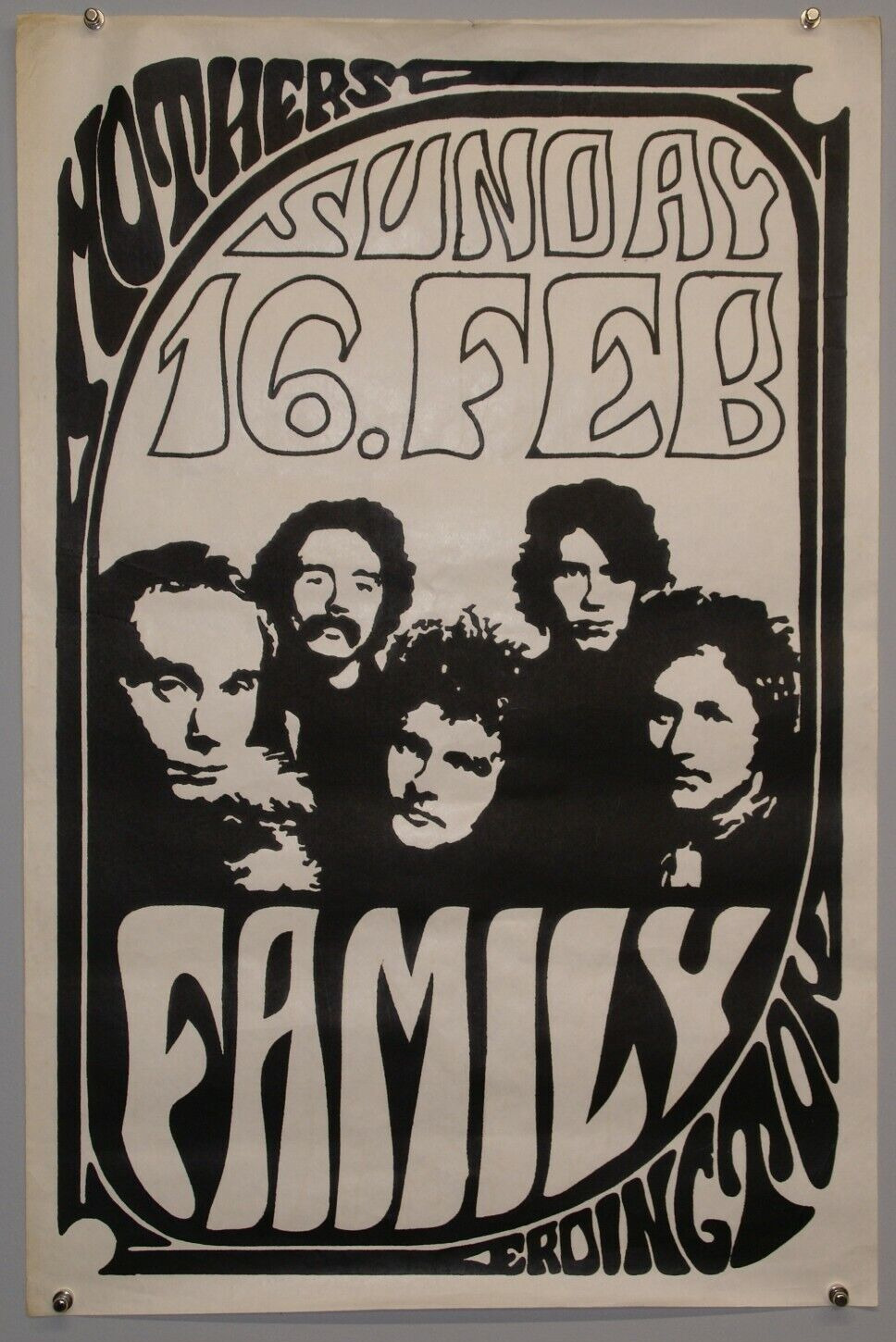 Family Roger Chapman Poster Original Vintage Mothers Erdington Birmingham 1969
