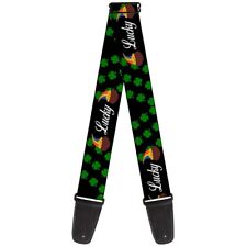 Buckle-Down Guitar Strap St Pats Lucky Pot of Gold Shamrocks Scattered Black ... picture