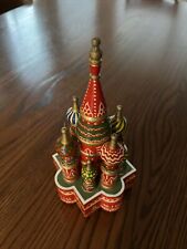 Vintage Lacquered Wood Kremlin Russian Moscow St Basil's Cathedral Music Box picture