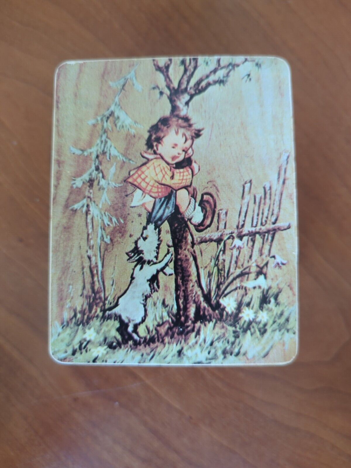 Vintage Music Box Candy Man Wind Up Boy Climbing Tree Dog Pulling Down Boys Pant