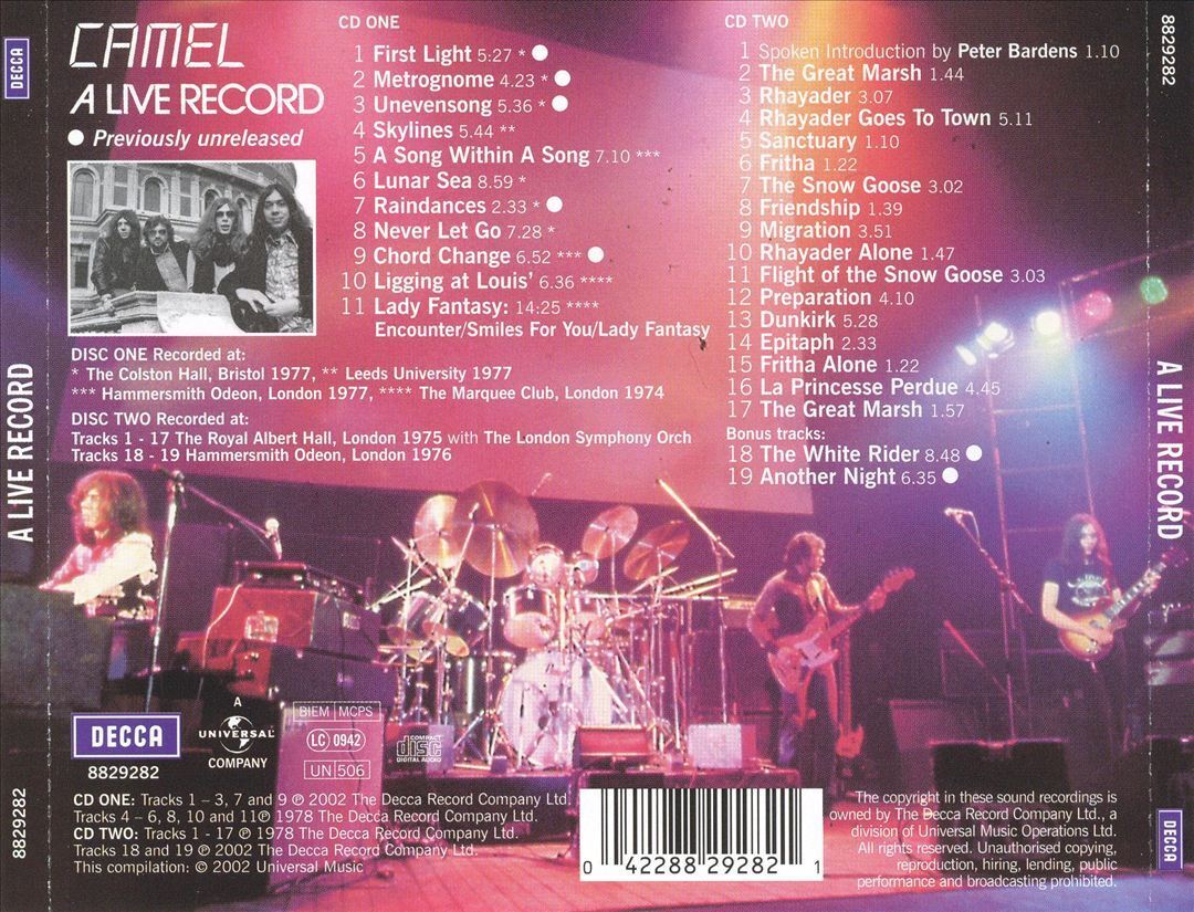 CAMEL A LIVE RECORD [UK BONUS TRACKS] NEW CD