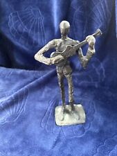 Guitar Player Cast Bronze Brutalist Sculpture Vintage Mid-Century Modern 7.5