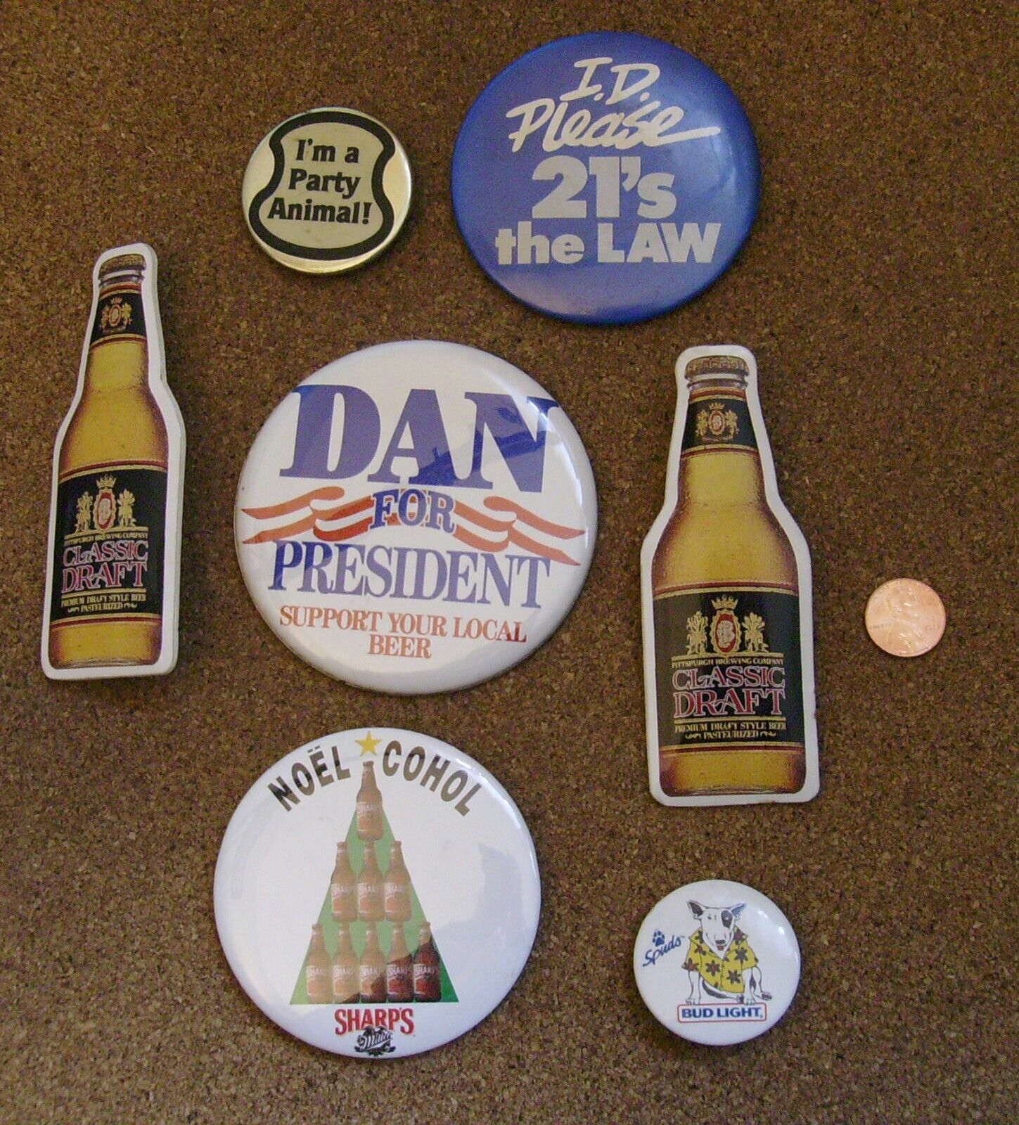 Vintage ALCOHOL RELATED Buttons Complete (Lot of 7)