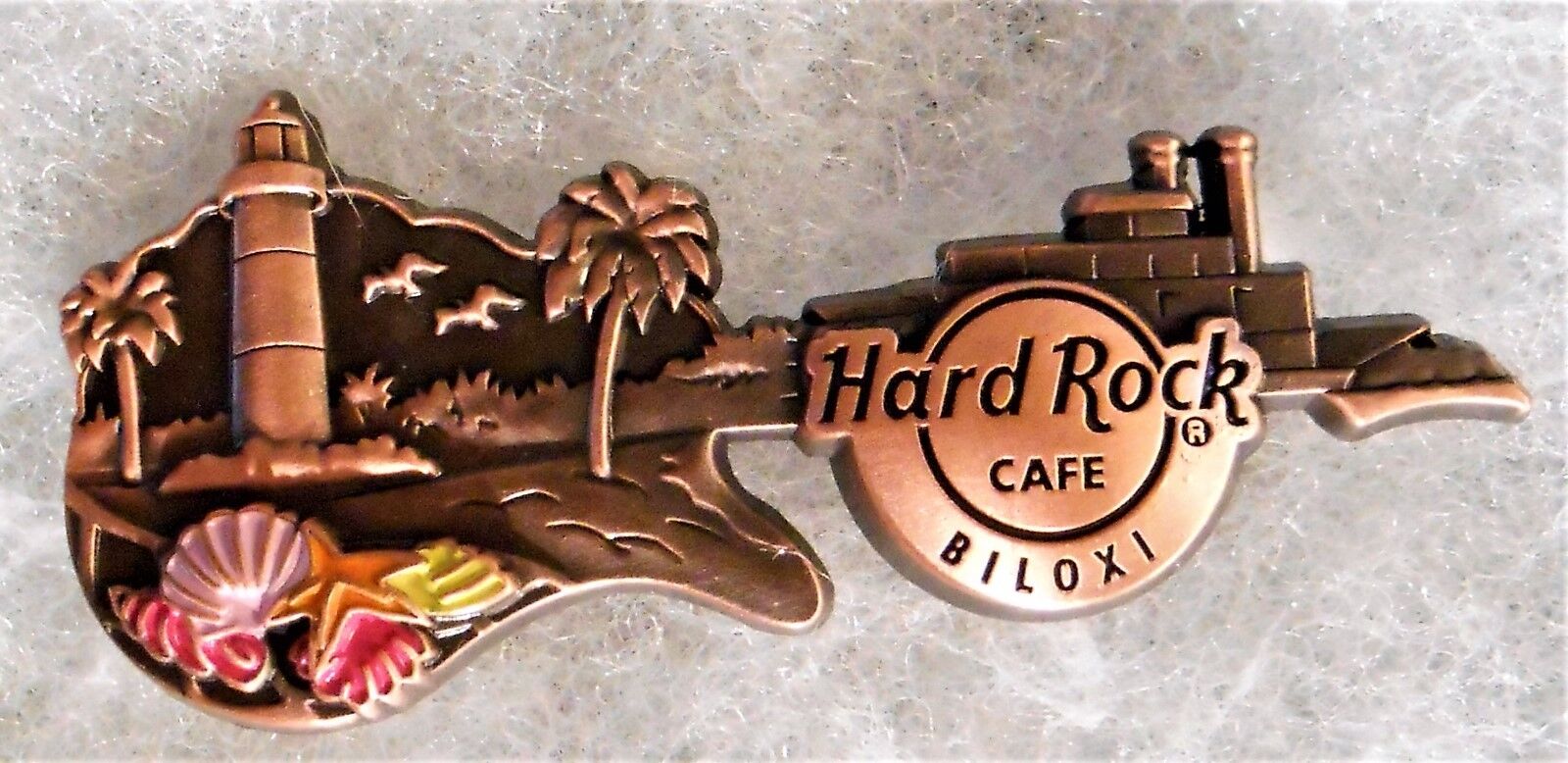 HARD ROCK CAFE BILOXI 3D BRONZE SKYLINE GUITAR SERIES W/ LIGHTHOUSE PIN # 94480