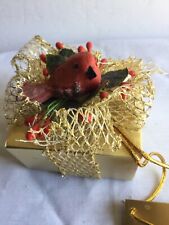 Vintage Music Box Cardinal On Gold Present Gift We Wish You A Merry Christmas picture