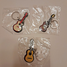Guitar Keychain Lot of 3 Electric Acoustic Rubber with Metal Key Ring picture