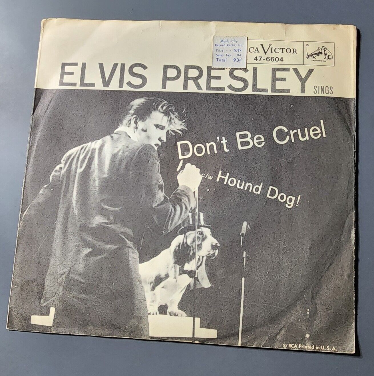 Elvis Presley RCA 47-6604 Don\'t be Cruel / Hound Dog 45 W/ RARE Sleeve 1956 VG