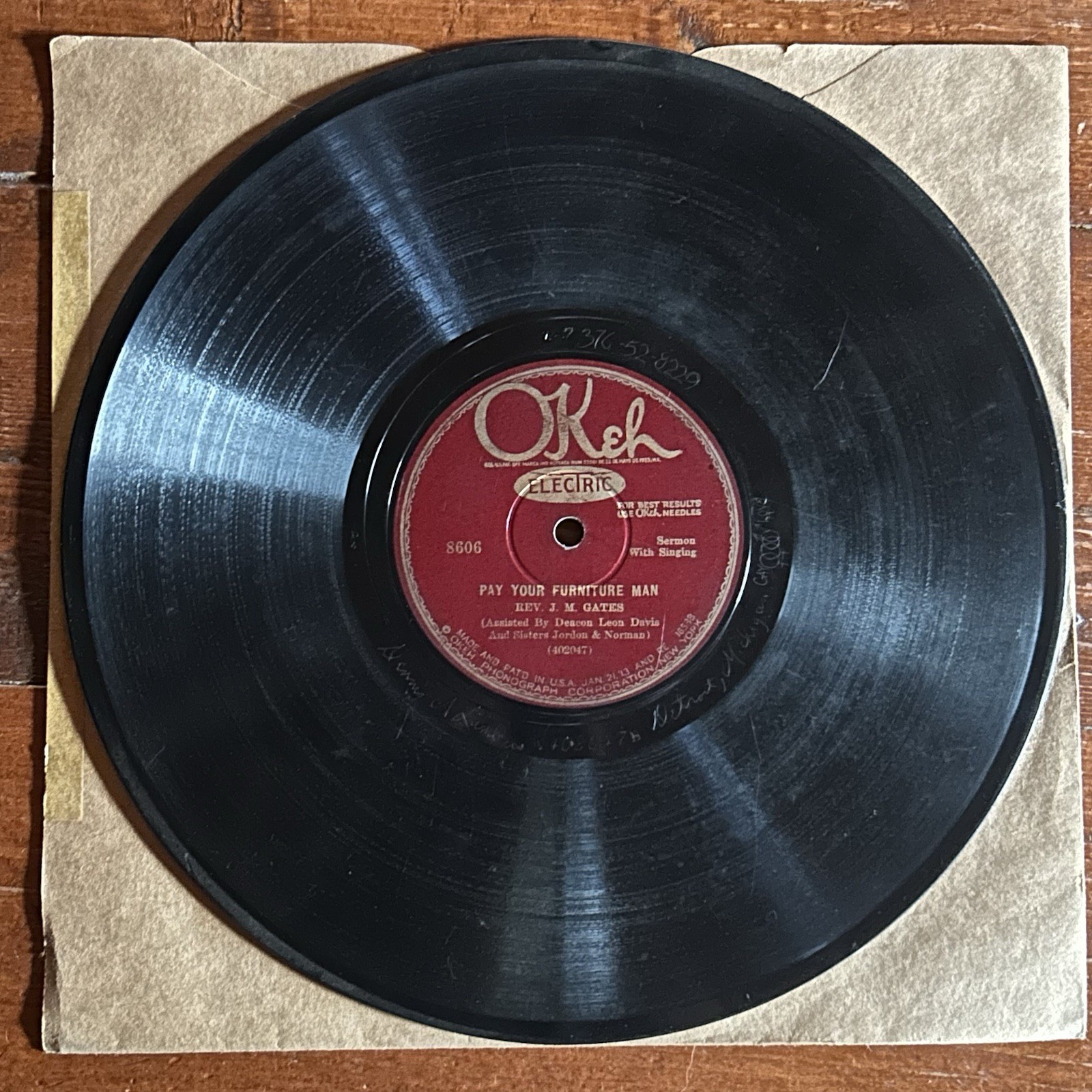 RARE Gospel 78 Record Rev J.M. Gates Okeh (1928) “Women Spend Too Much Money