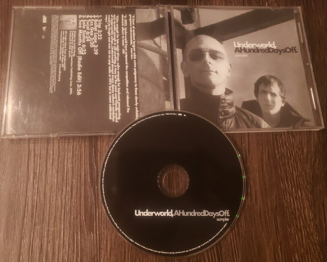 UNDERWORLD A Hundred Days Off 6 TK SAMPLER PROMO TWO MONTHS OFF Radio Edit DJ CD