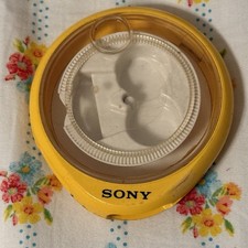 Vintage Sony Earbud Puck Storage Case Only Yellow Clear Round Holder 1990s Retro picture