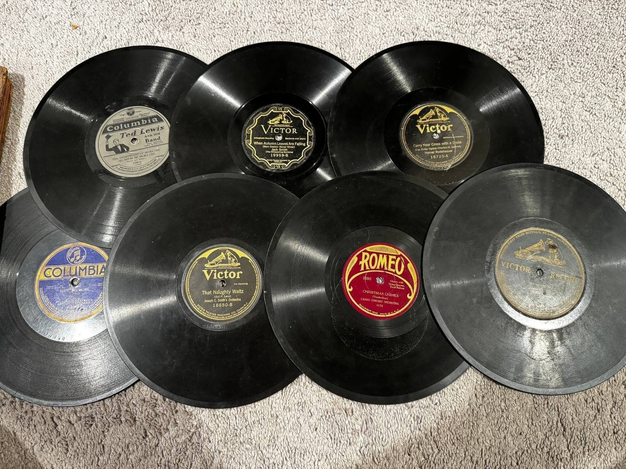 Set of 7: Antique 78 RPM Shellac Records - Victor, Columbia, Romeo + Album