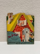 UNCUT Vtg Star-Bright Classics “The 3 Pigs” Record & Punch-Out Play Set, 1950s picture