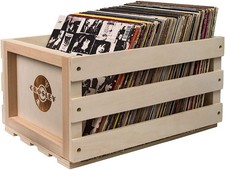 Crosley AC1004A-NA Vinyl Record Storage Crate, Natural | Holds Up to 75 Stand... picture