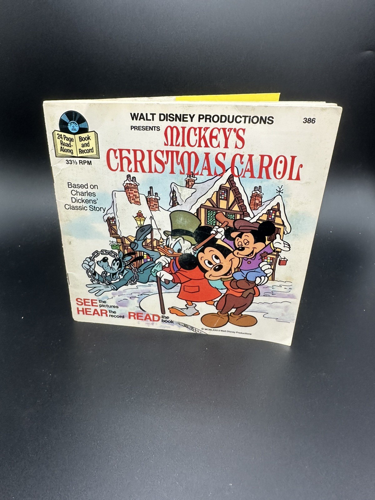 Vintage/Disneyland Mickey's Christmas Carol Book & Record 1982