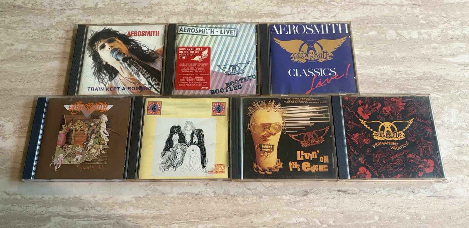 Aerosmith CD Lot: Toys In The Attic, Live Bootleg, Train Kept A Rolling, Classic