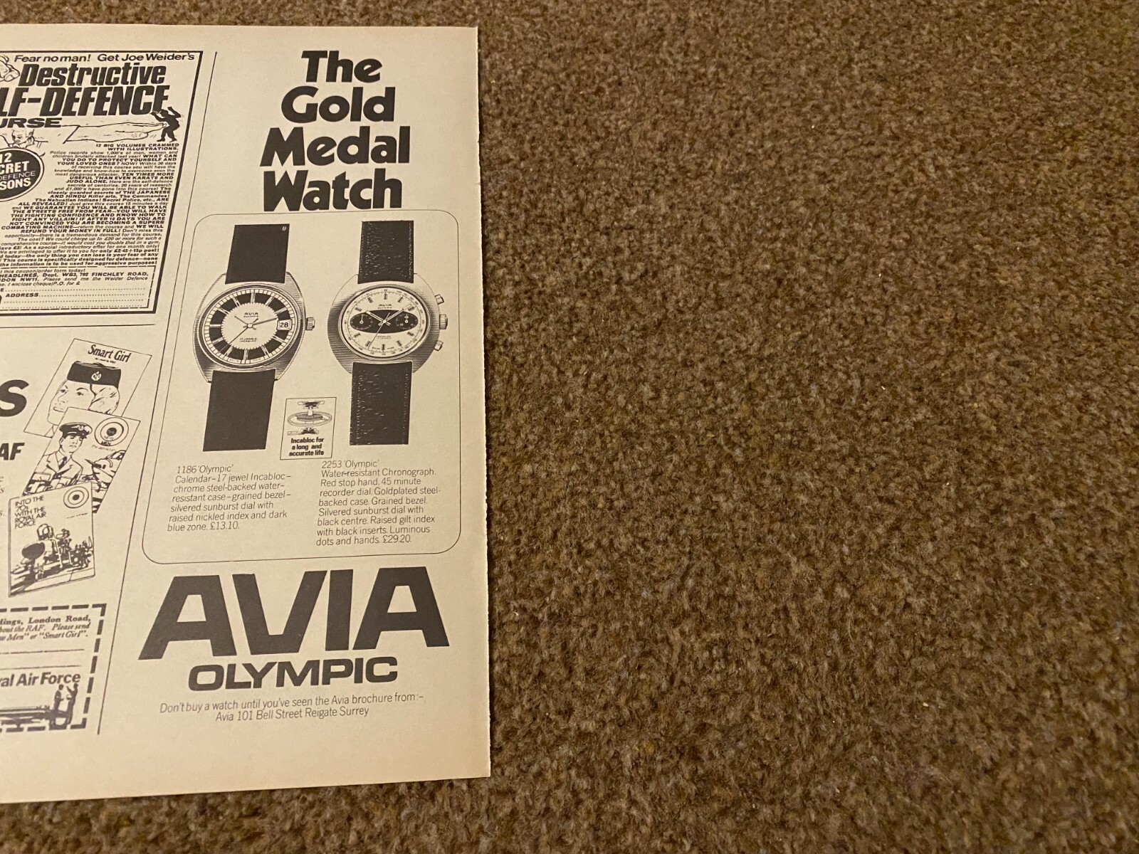 WFBK5 ADVERT 11X4 AVIA OLYMPIC WATCHES