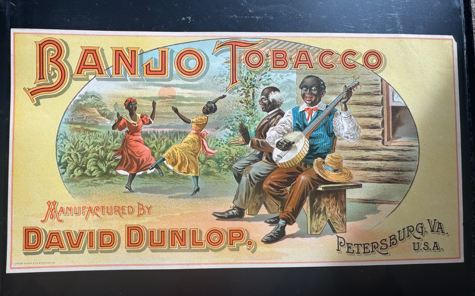 Original Litho Banjo Tobacco Manufactured by David Dunlop in Very Good condition