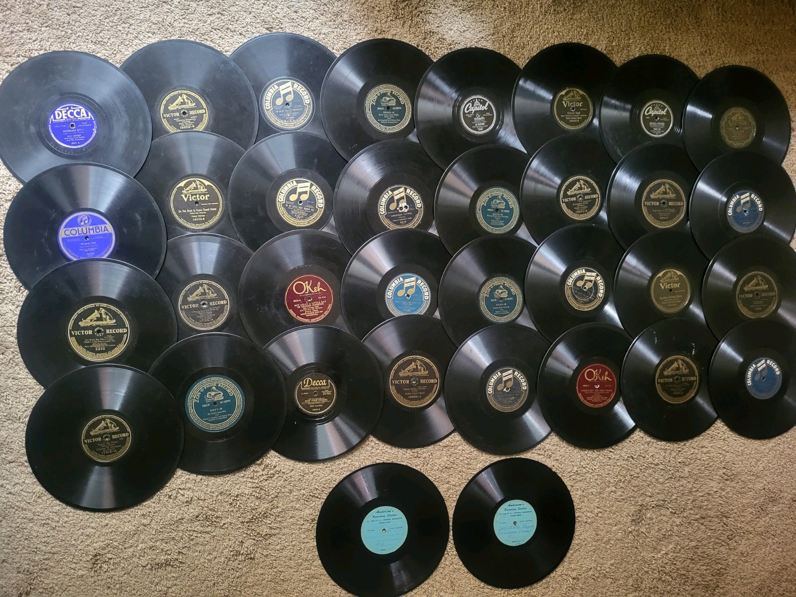 78 RPM Records / Antique Shellac & Vinyl Job Lot of 34