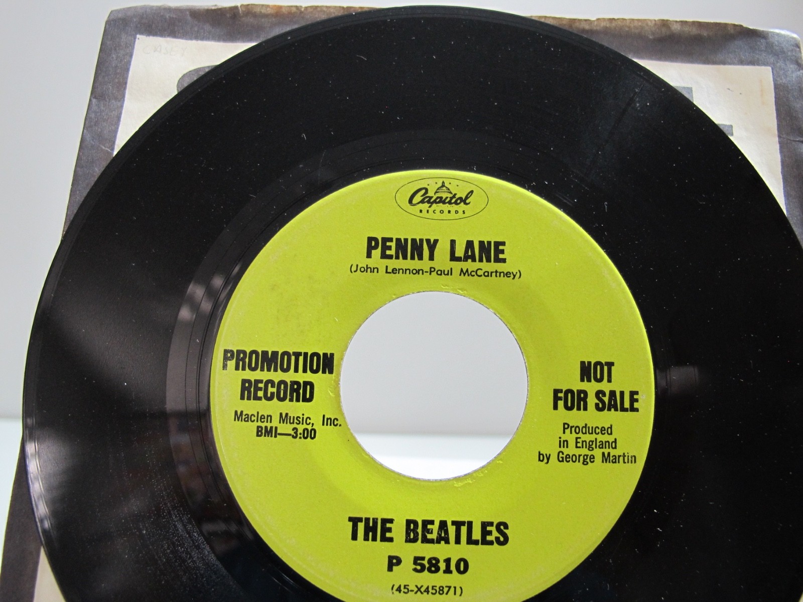45 RECORD - THE BEATLES -  PENNY LANE         PROMOTION RECORD  RARE
