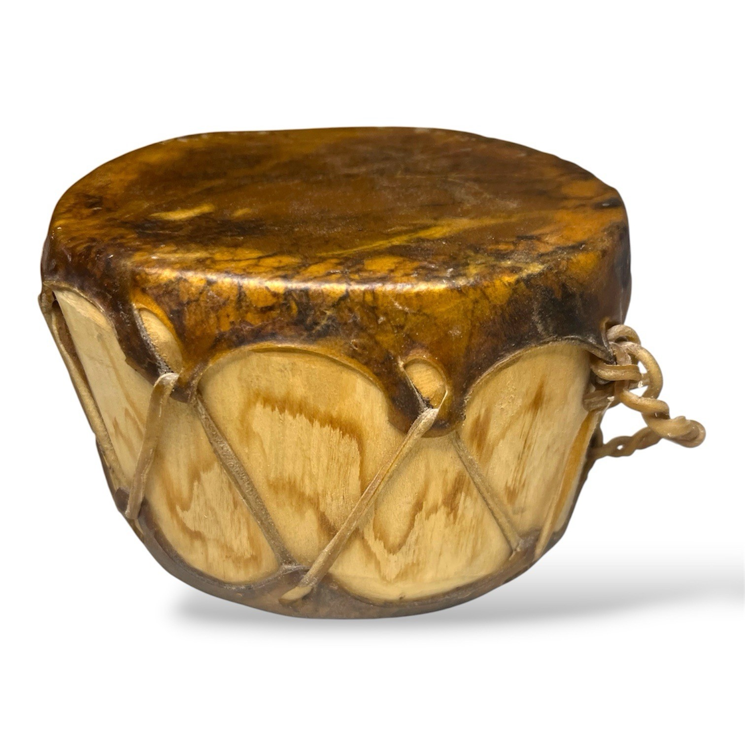 Native American Indian Rawhide Aspen Log Drum traditional Southwest Pueblo