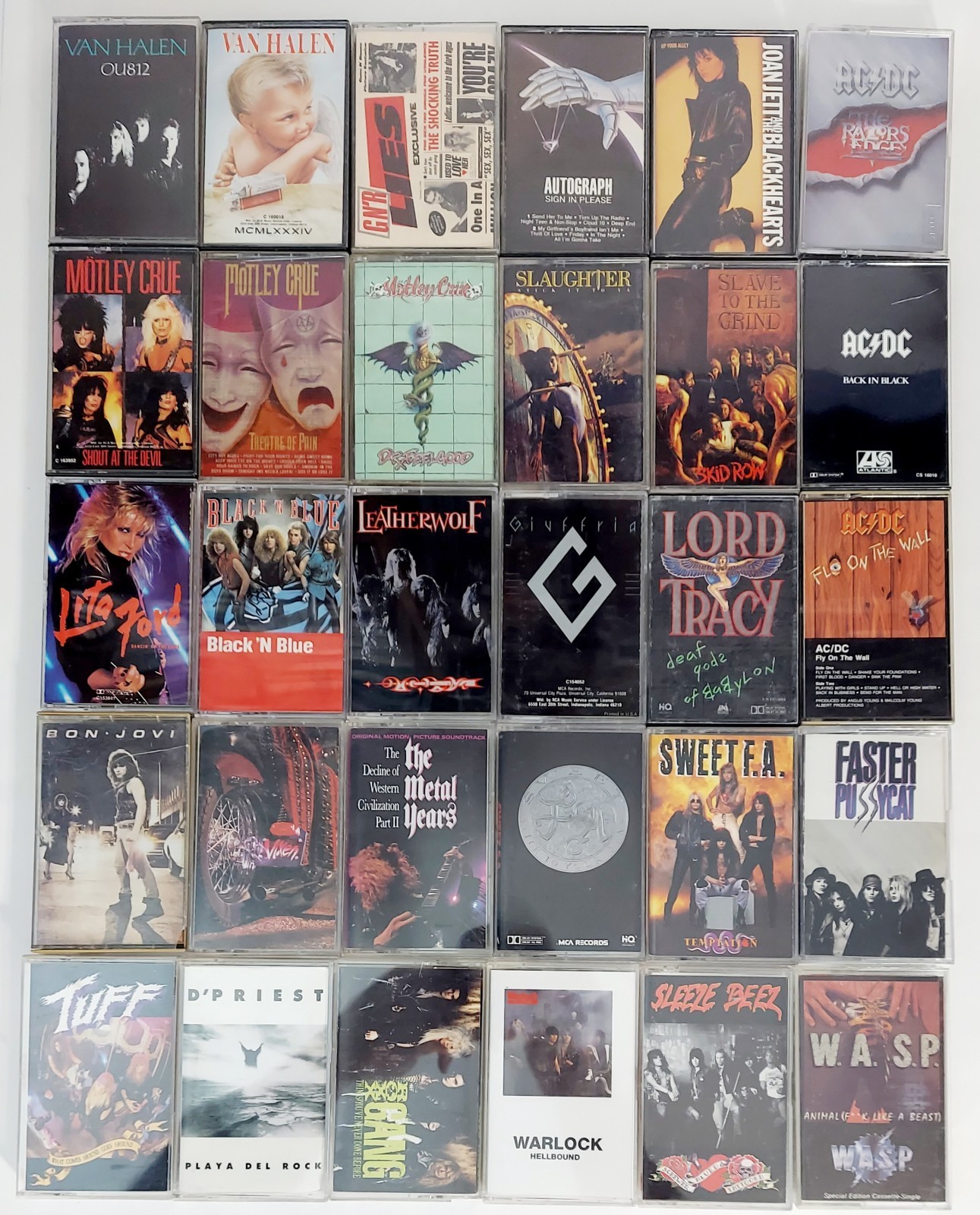 30 Vintage 80's 90's Metal, Hard Rock Cassette Lot. Crue, WASP, Tuff, More