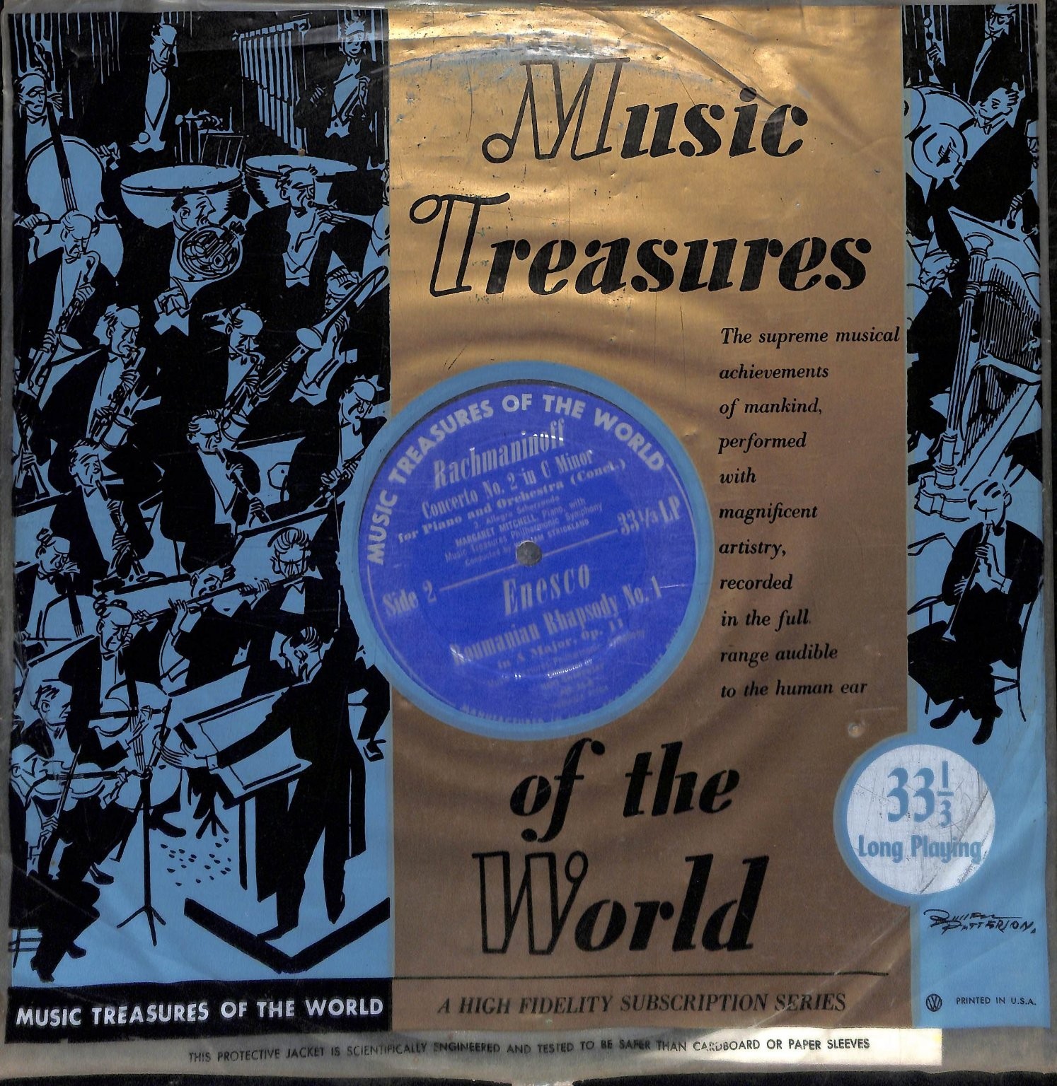 Rachmaninoff Enesco Piano Concerto No. 2 LP 1950s Music Treasures Classical 33⅓