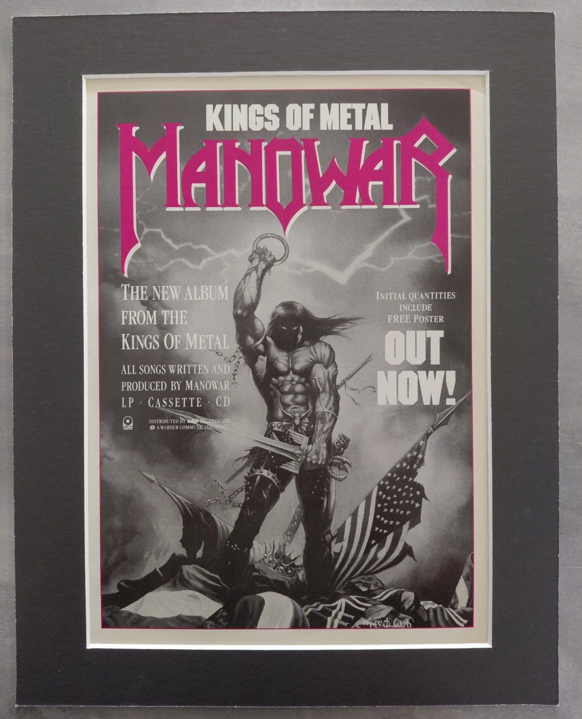 Manowar Kings Of Metal Promo Original Album Advert Mounted 14x11 Inches