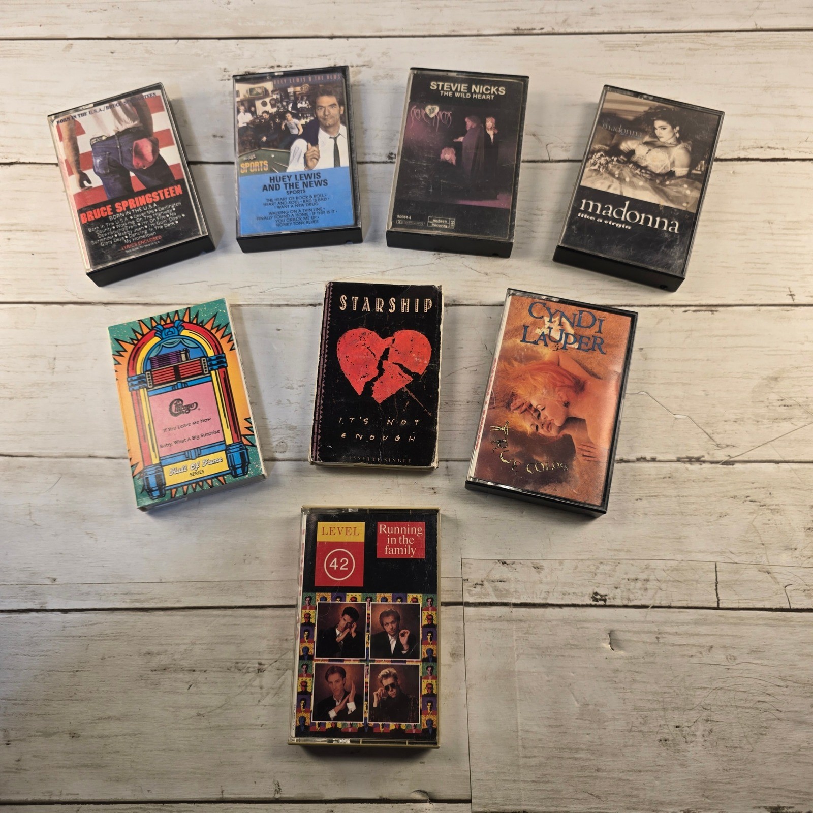 Vintage 80s Cassette Tape Lot Madonna Springsteen Cyndi Lauper Stevie Nicks 8pc
