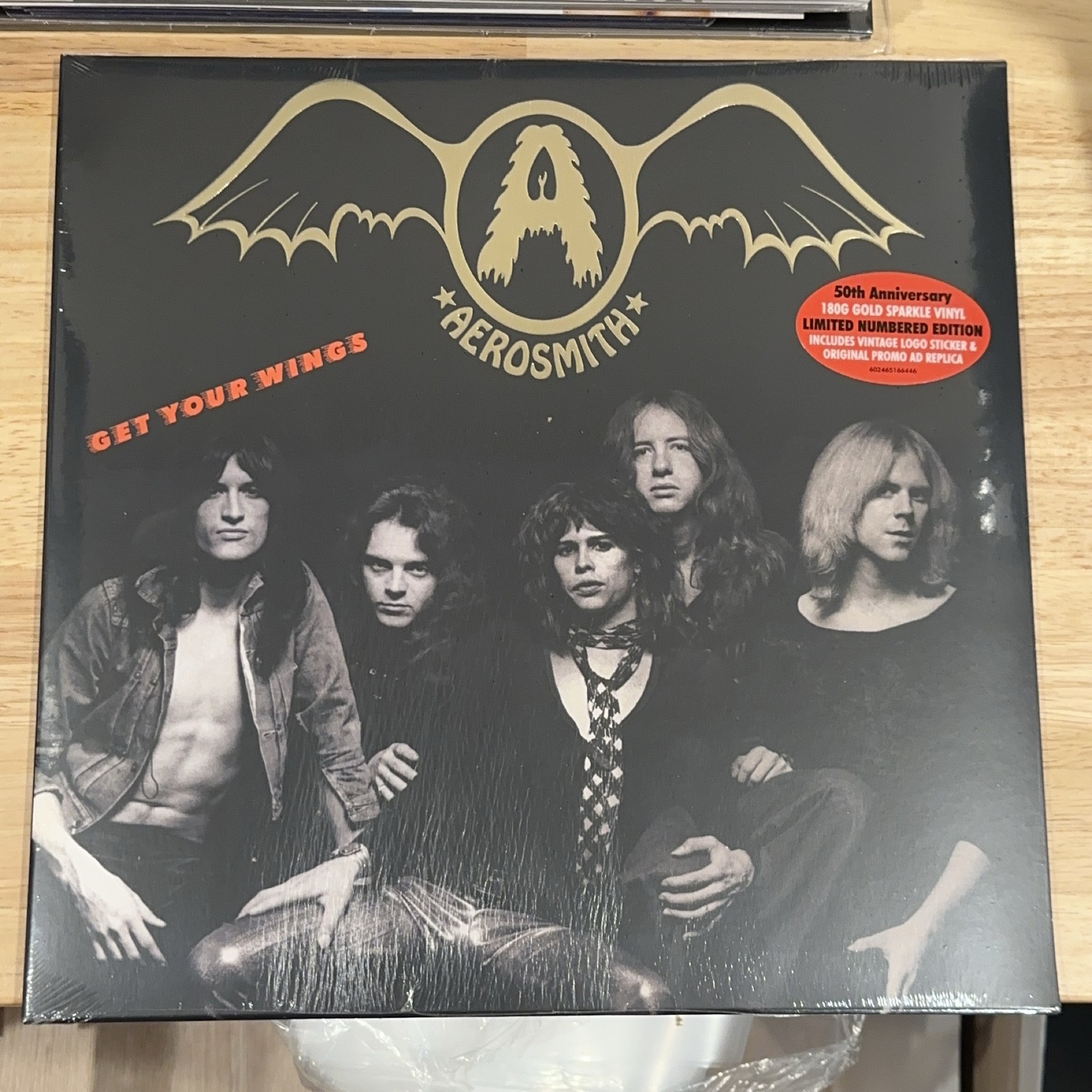 Aerosmith Get Your Wings Vinyl Record Gold Sparkle 50th Anniversary New Sealed