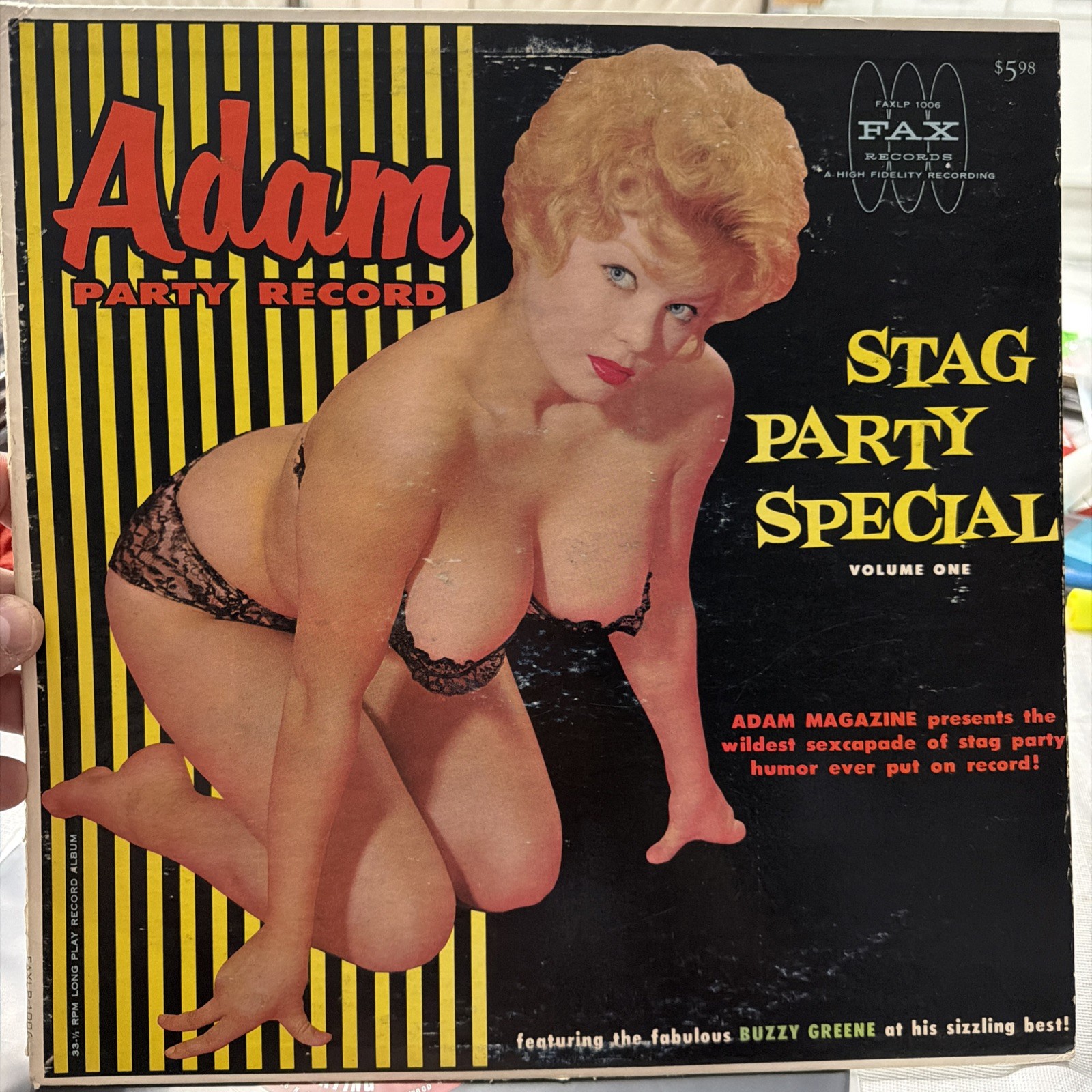 Adam Party Record Stag Party Special Vol 1 Buzzy Greene Vinyl-Ultrasonic Cleaned