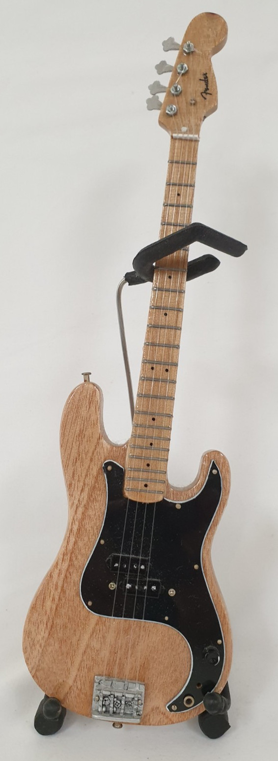 John Deacon Fender Bass Guitar Miniature Replica 25cms High With Stand