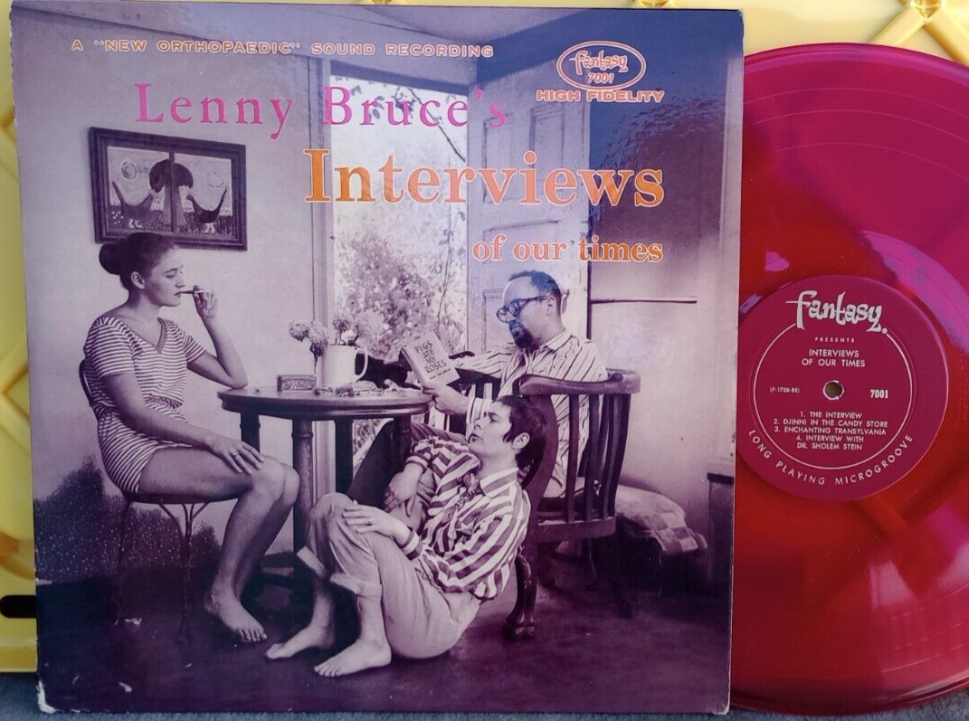 COMEDY, LP, LENNY BRUCE, INTERVIEWS OF OUR TIME, RED VINYL, VG+,	SPIN CLEANED