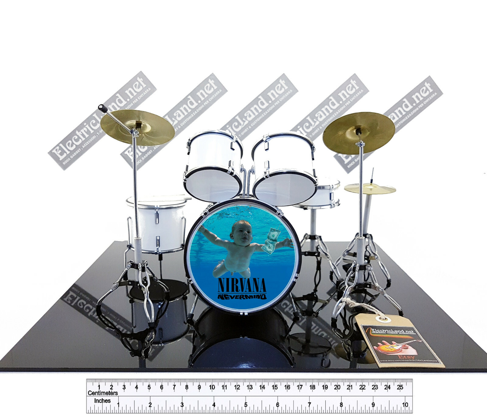Mini Drum set NIRVANA nevermind album tribute 1:4 rock miniature collectible kit