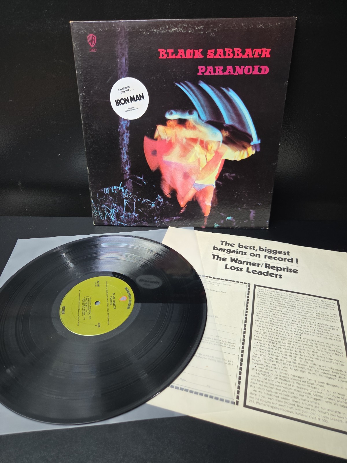 Black Sabbath Paranoid Lp Vinyl OG 1971 1st Press Hype/Insert EX/EX Wax