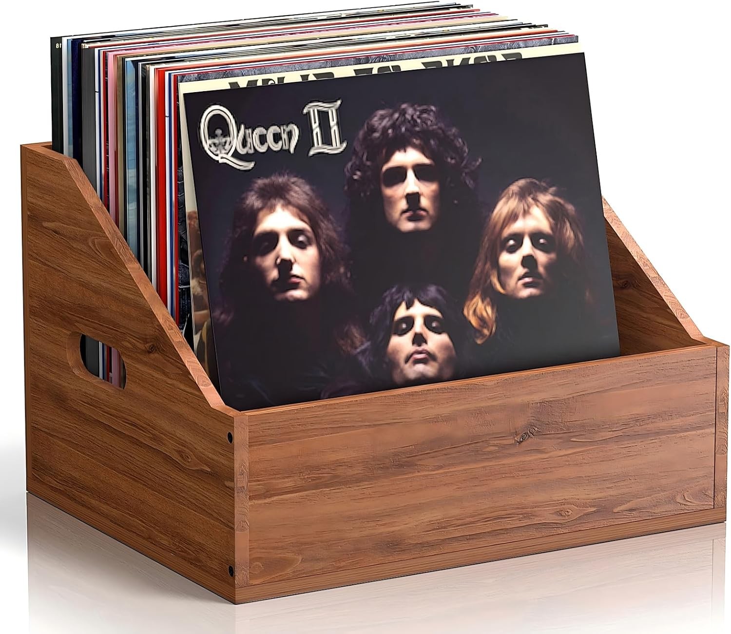 Wooden Vinyl Record Storage Crate, Large-Capacity Retro Record Holder Box For...