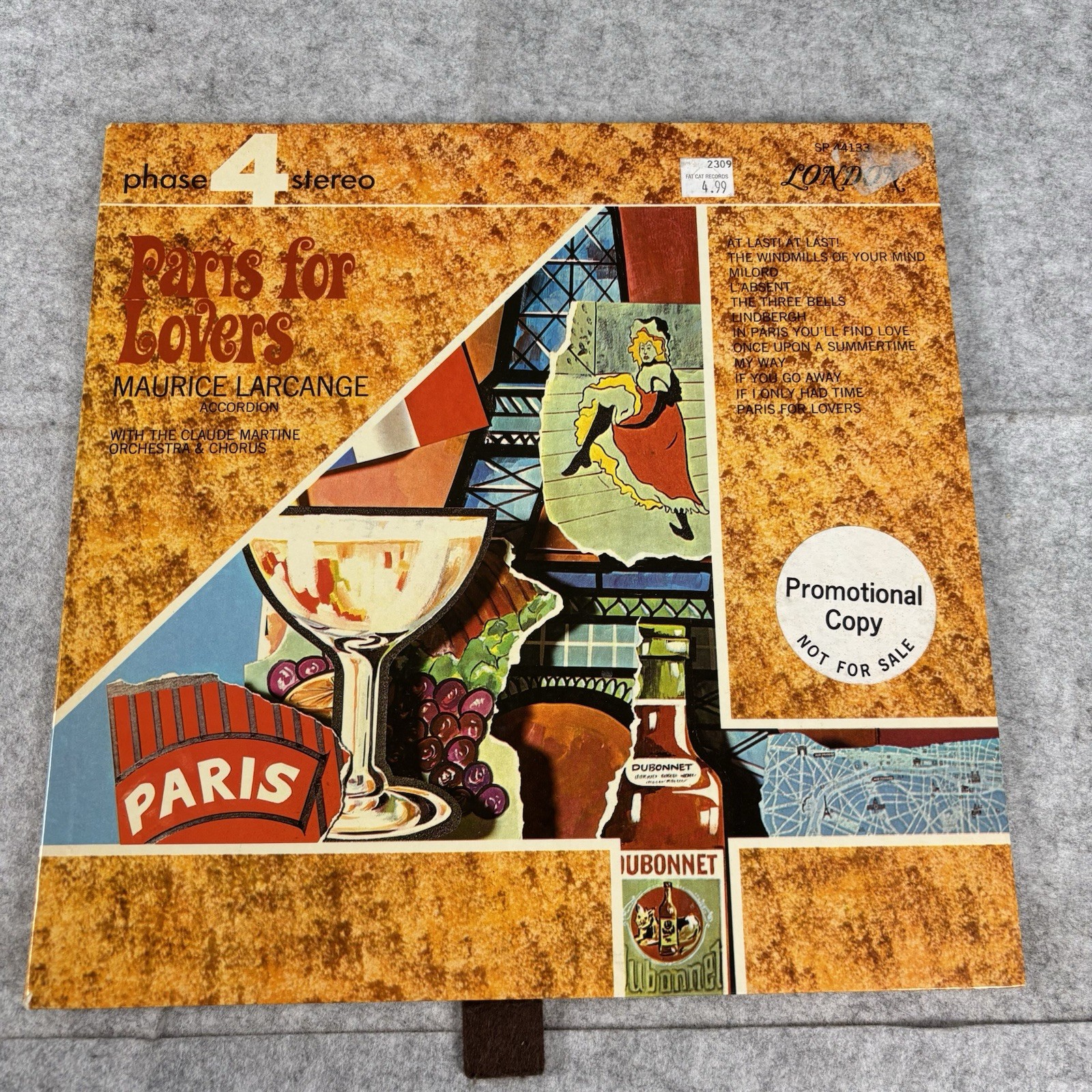 Maurice Larcange ‎Paris For Lovers Vinyl PROMO COPY London Records SP 44133 NM