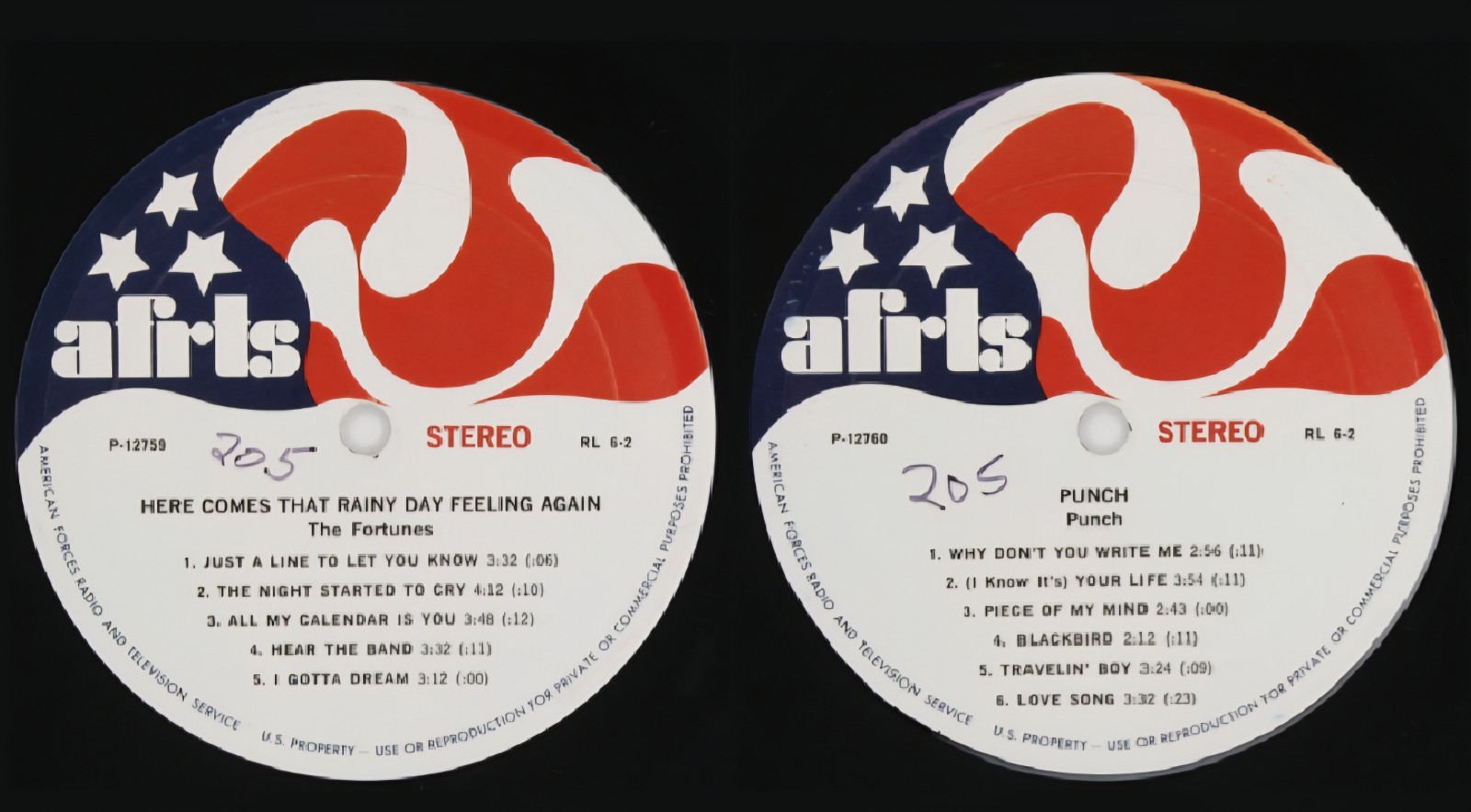 1972 AFRTS The Fortunes Rainy Day Feeling Punch Armed Forces Transcription RL6‑2