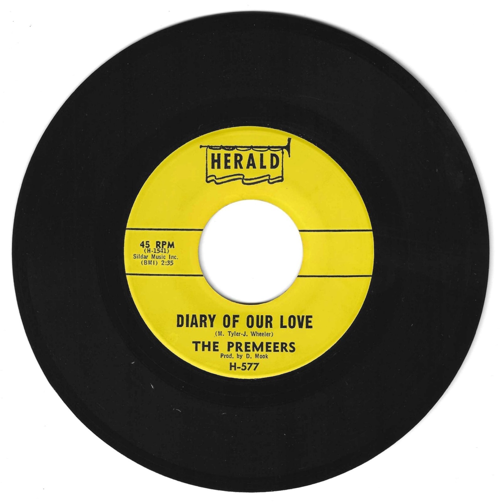 DOO WOP 45 THE PREMEERS DIARY OF OUR LOVE ON HERALD VG+ ORIGINAL