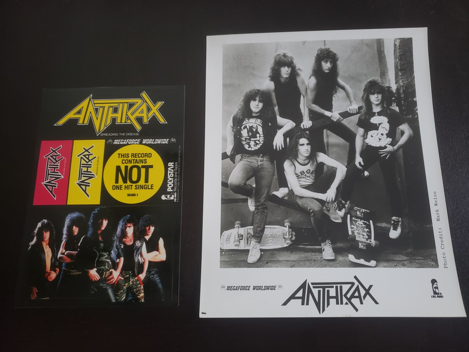 Anthrax Spreading The Disease 1985 LP Japan Promo Sticker Set Press Kit Photo EX