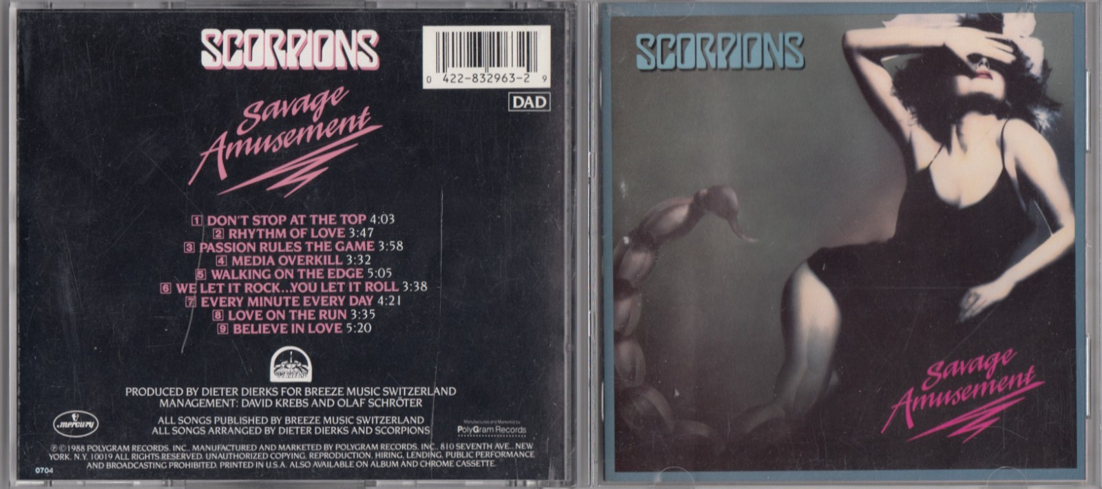 Scorpions - Savage Amusement (CD, 1988 Mercury) EARLY PRESS PDO
