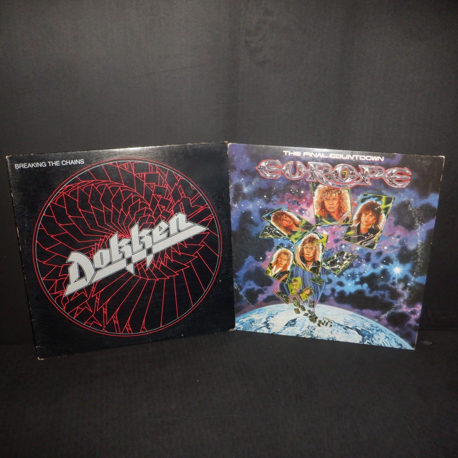 HARD ROCK vinyl LOT x2 DOKKEN Breaking The Chains + EUROPE Final Countdown VG+