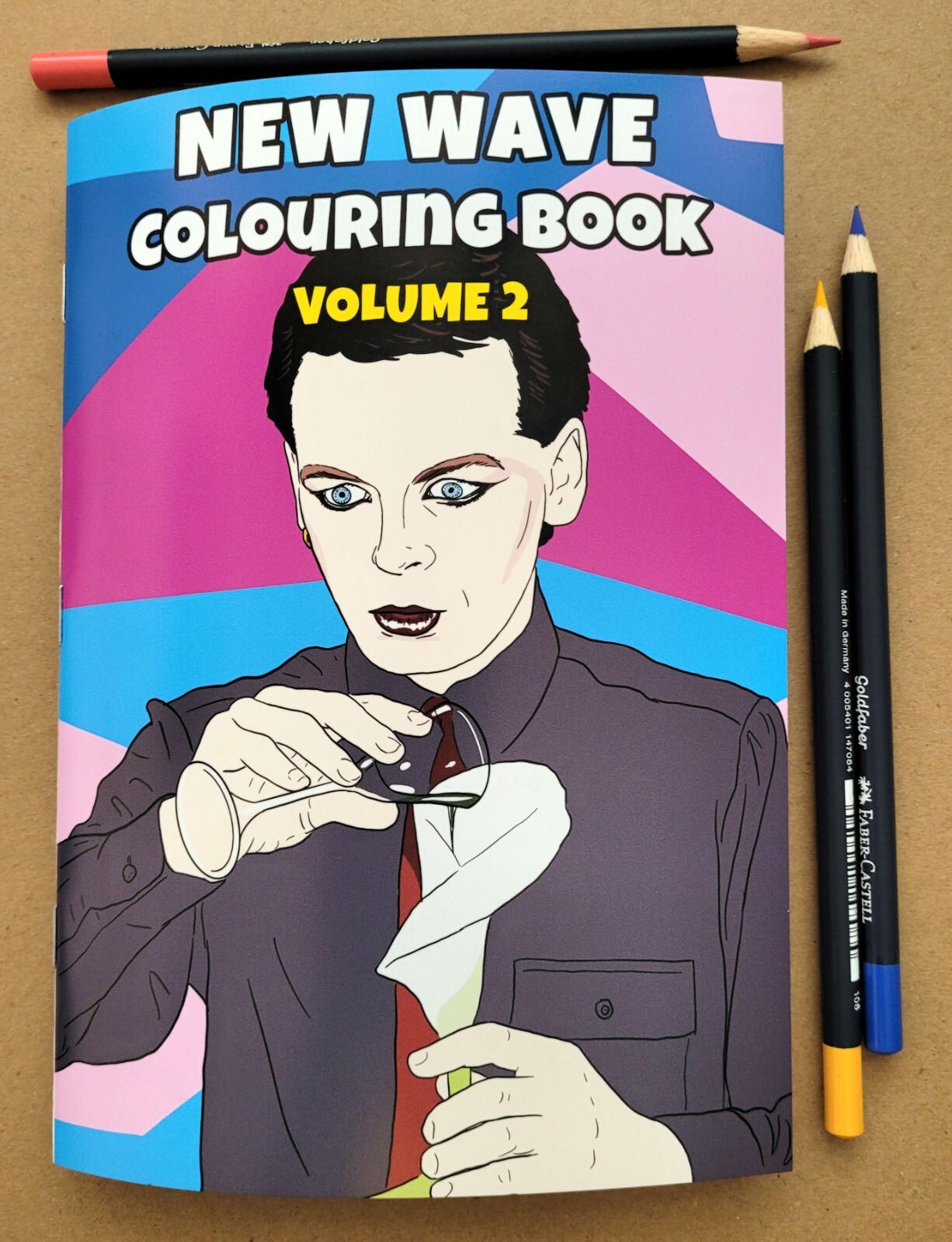 New Wave colouring book, 10 pages, featuring David Bowie, Gary Numan and more